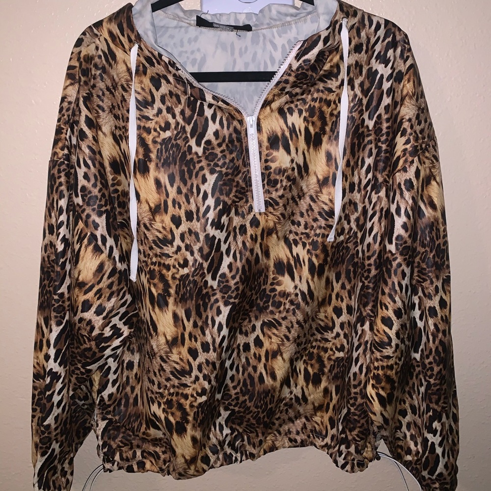 Cheetah print windbreaker